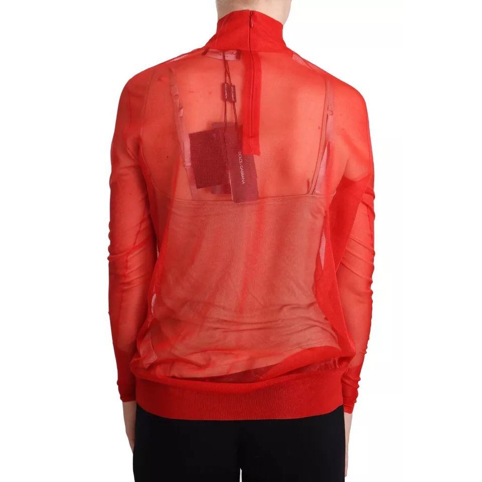 Dolce & Gabbana Orange Semi Transparent Blouse Sweater