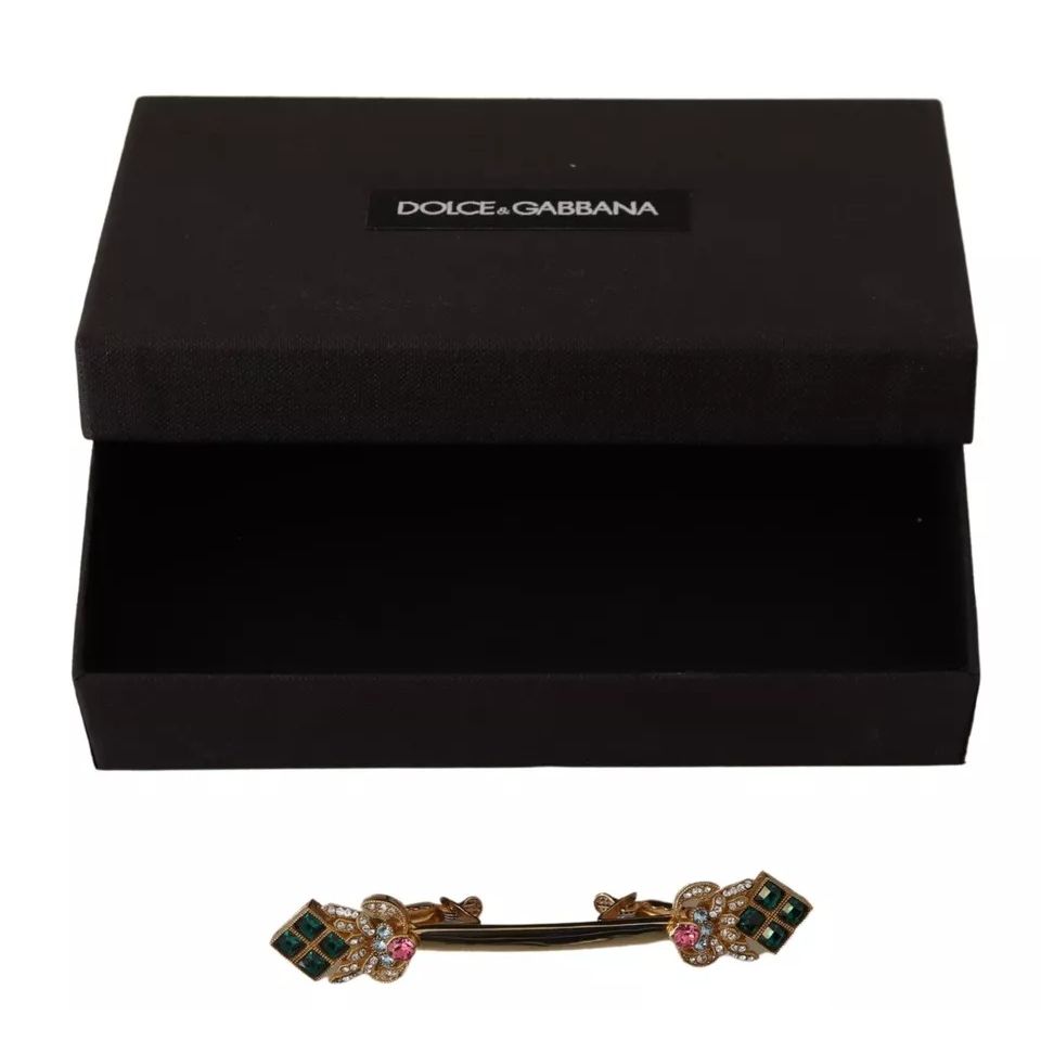 Dolce & Gabbana Gold Plated 925 Sterling Silver Crystal Collar Stop Brooch