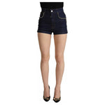 Dolce & Gabbana Dark Blue Embellished Denim Hot Pants Shorts PAN72799-38