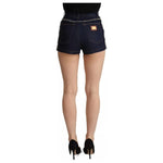 Dolce & Gabbana Dark Blue Embellished Denim Hot Pants Shorts PAN72799-38