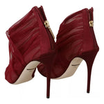 Dolce & Gabbana Red Tulle Ankle Boots Stiletto Heels Shoes LA8975-36.5