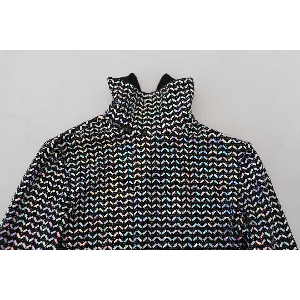 Dolce & Gabbana Black Embellished Nylon Bodycon Mini Dress