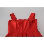 Dolce & Gabbana Red A-line Pleated Midi Satin Silk Dress DR28857-36