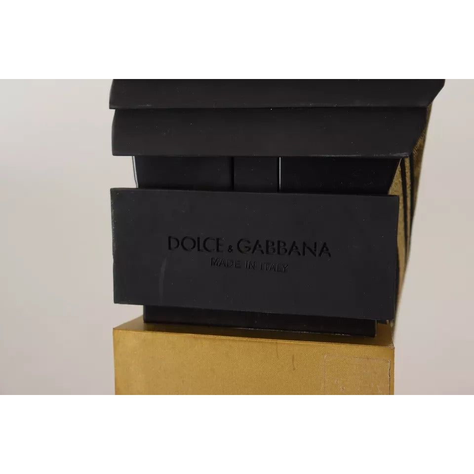 Dolce & Gabbana Gold Glitter Leopard Sorrento Sneakers Shoes LA9108-40.5
