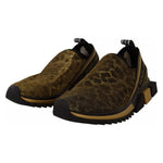 Dolce & Gabbana Gold Glitter Leopard Sorrento Sneakers Shoes LA9108-40.5