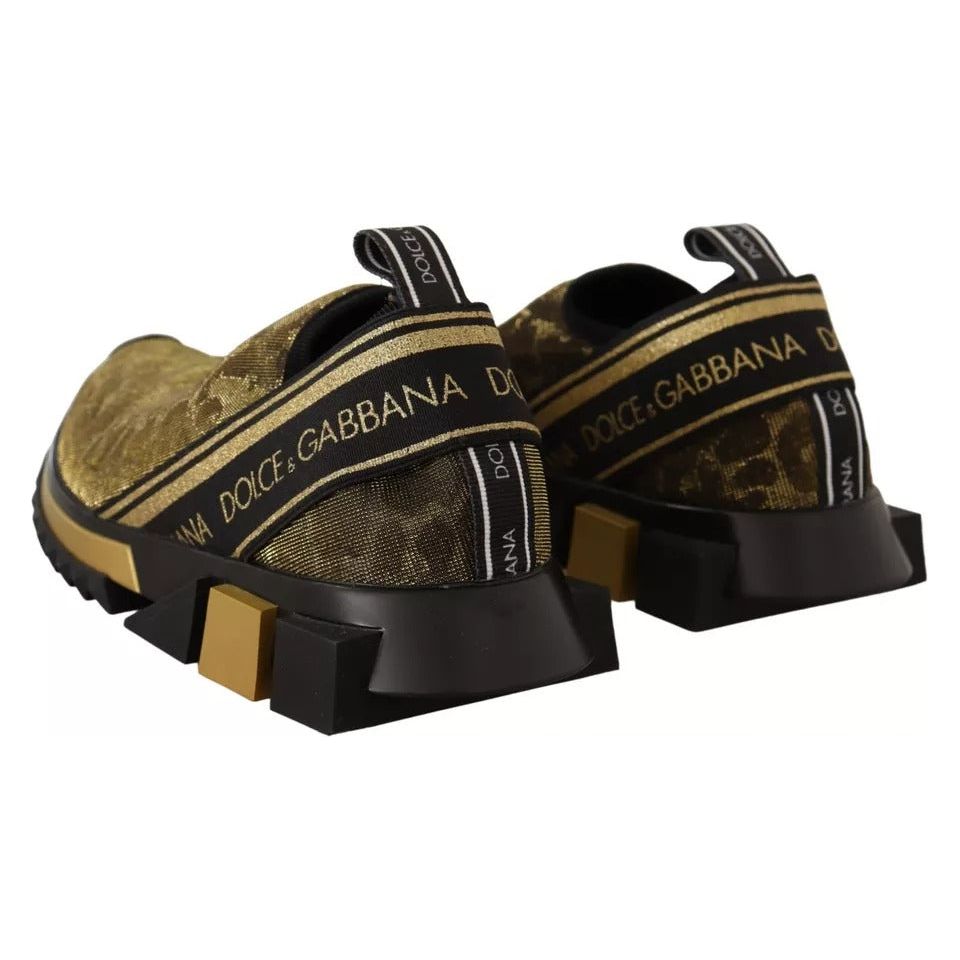 Dolce & Gabbana Gold Glitter Leopard Sorrento Sneakers Shoes LA9108-40.5