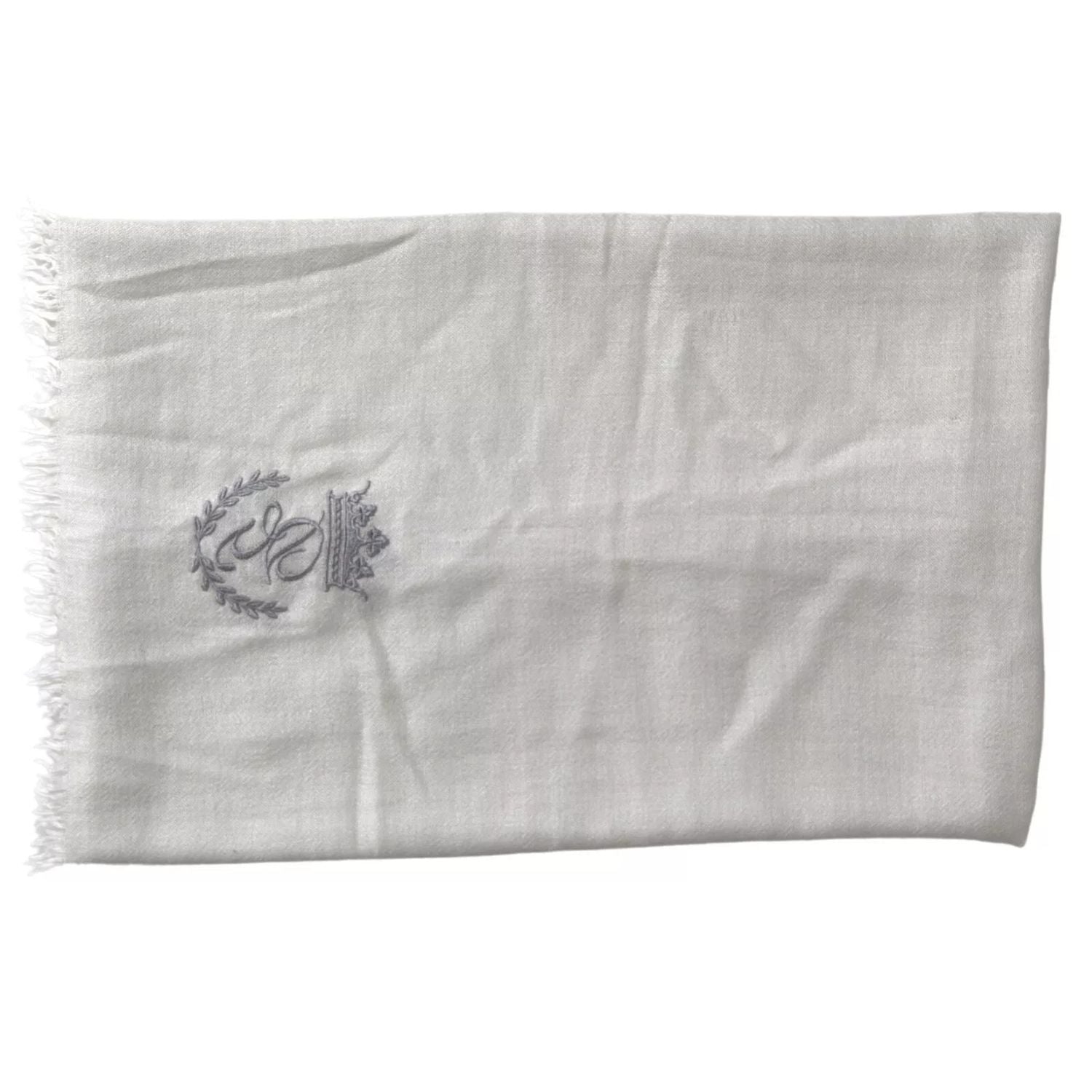 Dolce & Gabbana Gray Cashmere Wrap Shawl Fringe Scarf