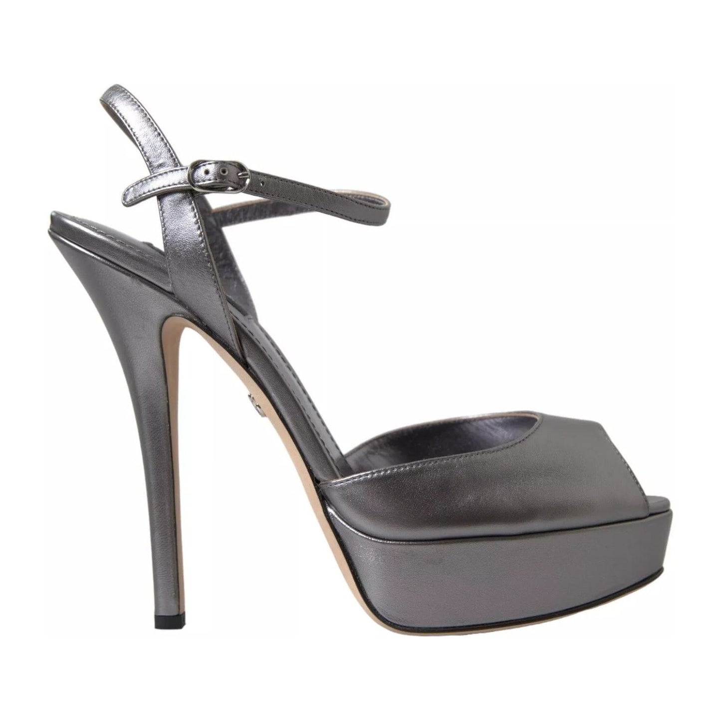 Dolce & Gabbana Silver Leather Platform Heels Sandals Shoes LA10375-41
