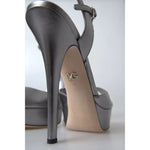 Dolce & Gabbana Silver Leather Platform Heels Sandals Shoes LA10375-41