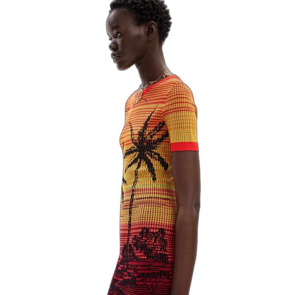 Desigual Red Viscose Midi Dress