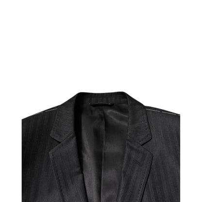 Dolce & Gabbana Black Stripe Wool Single Breasted Blazer