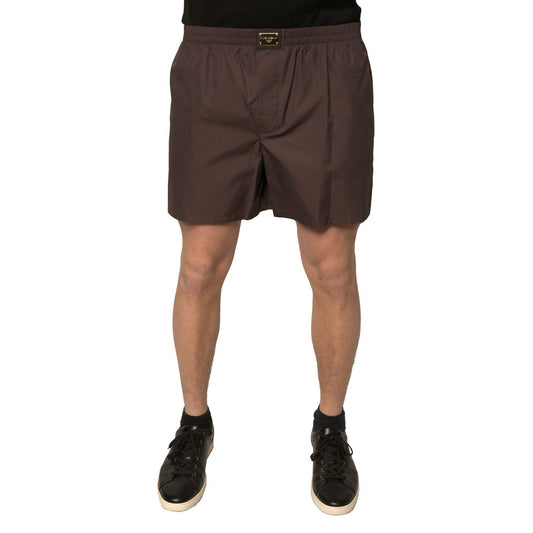Dolce & Gabbana Brown Cotton Blend Men Mid Waist Shorts