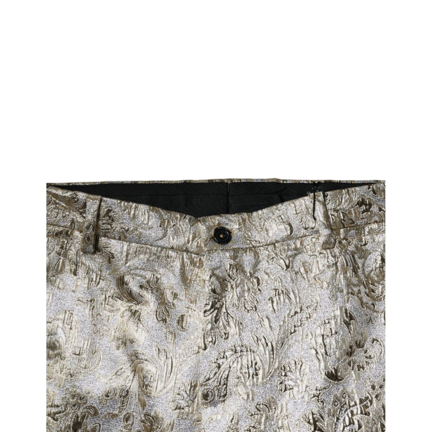 Dolce & Gabbana Gold Floral Jacquard Men Dress Pants
