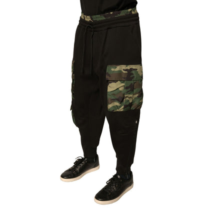Dolce & Gabbana Black Camouflage Cotton Jogger Cargo Pants