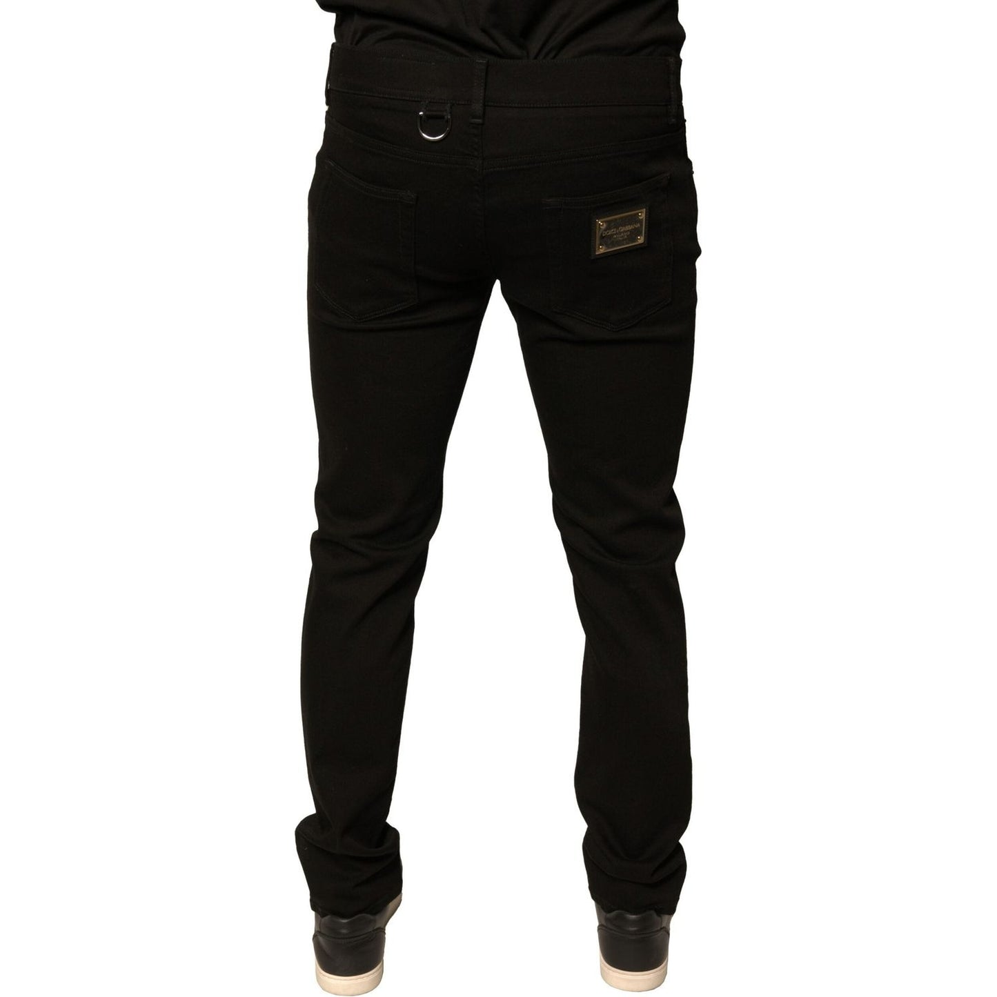 Dolce & Gabbana Black Logo Cotton Stretch Skinny Denim Jeans