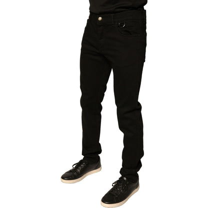Dolce & Gabbana Black Logo Cotton Stretch Skinny Denim Jeans
