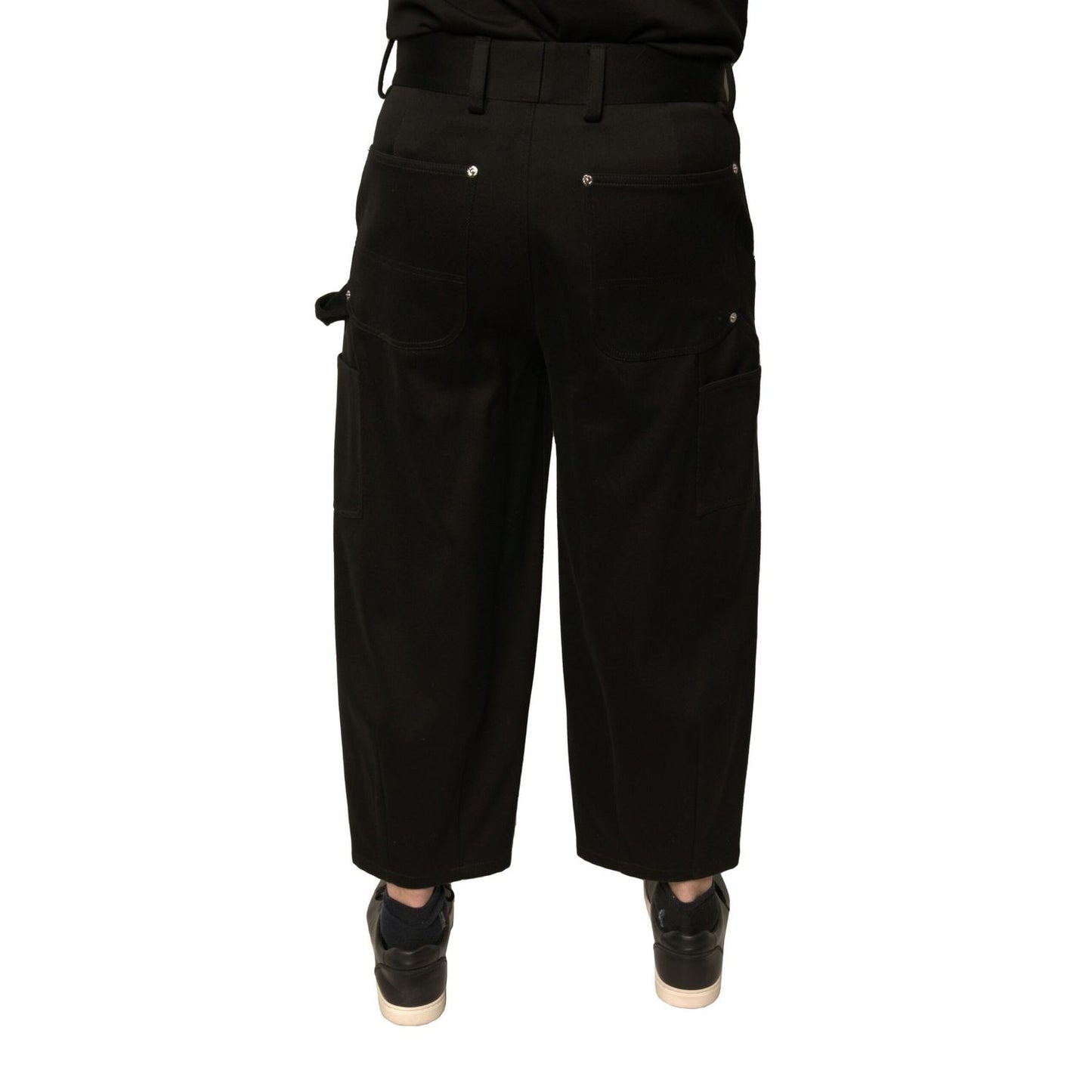 Dolce & Gabbana Black Cotton Mid Waist Cropped Pants