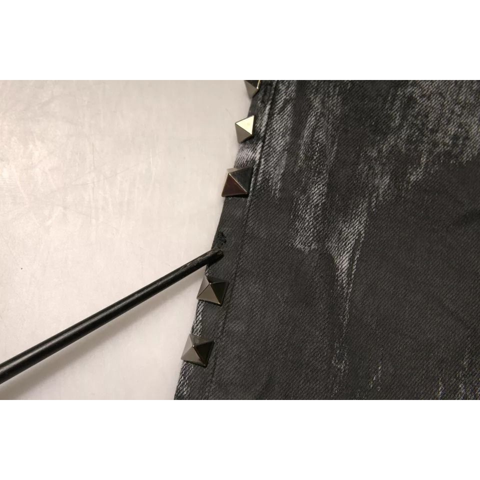 Dolce & Gabbana Gray Embellished Cotton Skinny Denim Jeans