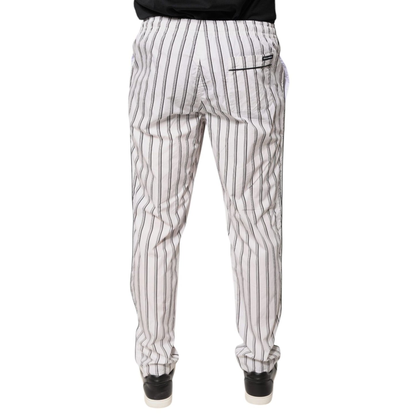 Dolce & Gabbana White Stripes Cotton Skinny Dress Pants