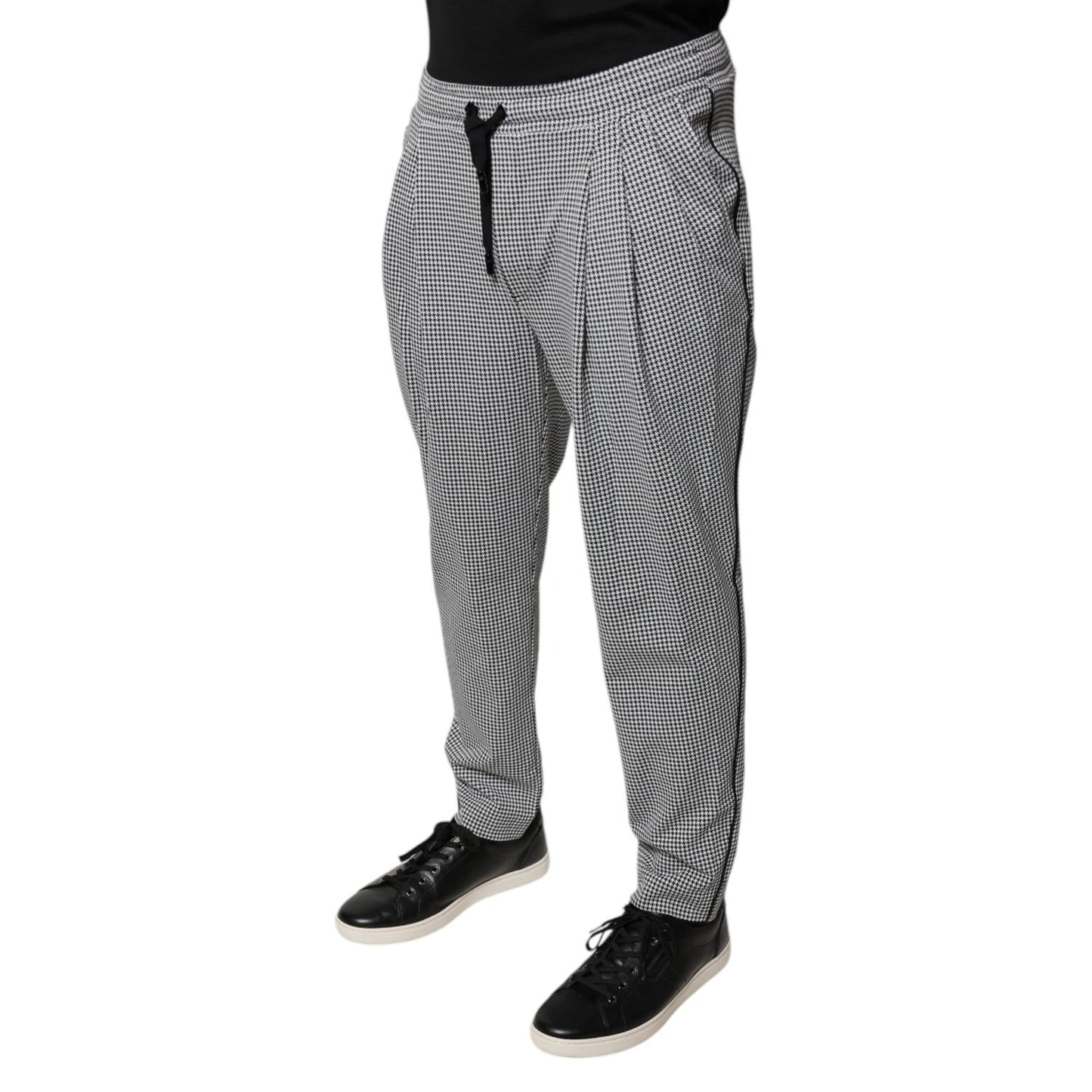 Dolce & Gabbana Black White Houndstooth Skinny Dress Pants