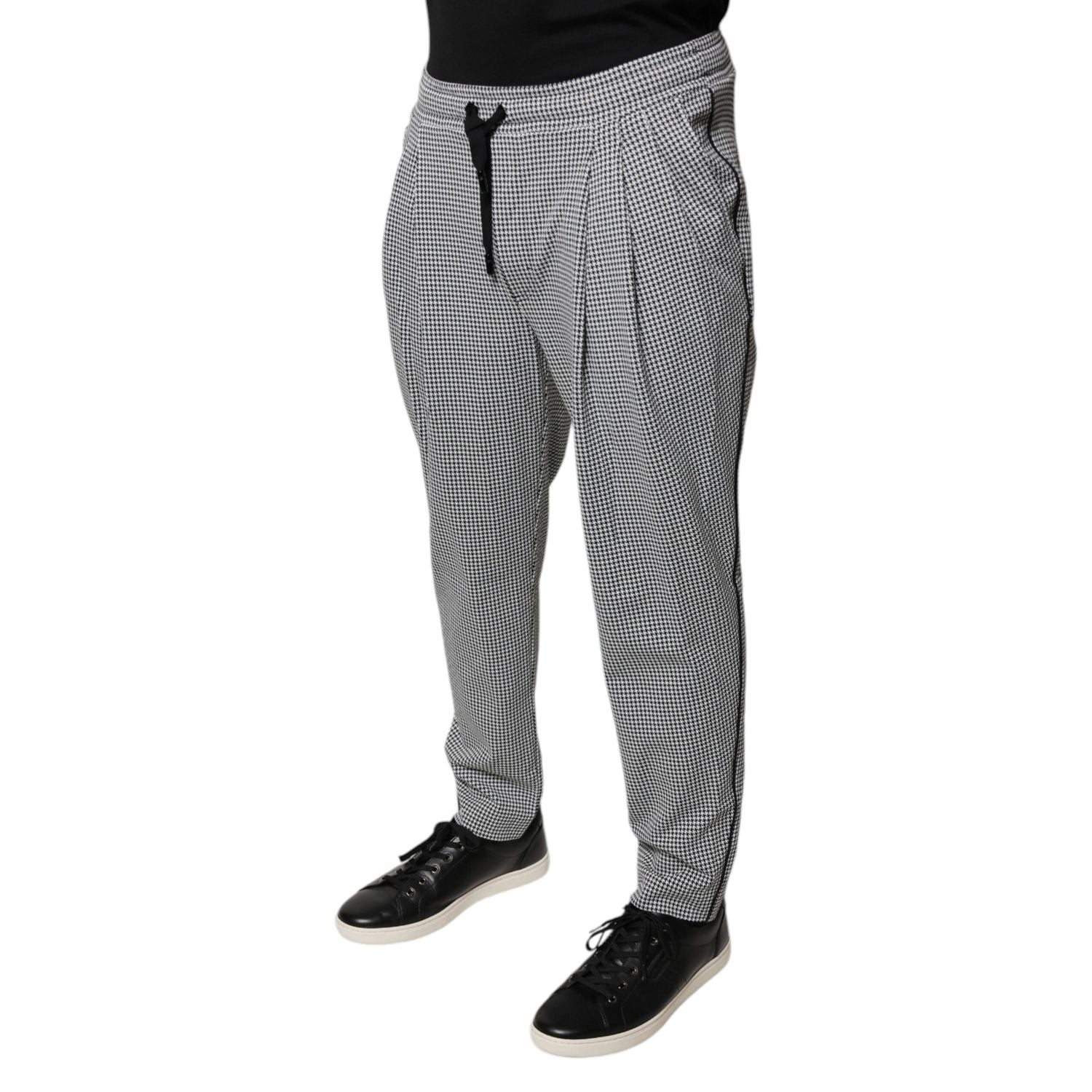 Dolce & Gabbana Black White Houndstooth Skinny Dress Pants