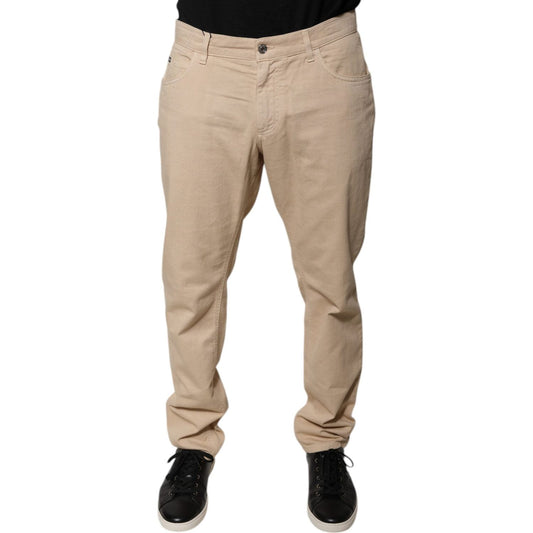 Dolce & Gabbana Beige Cotton Mid Waist Skinny Denim Jeans PAN75831-52