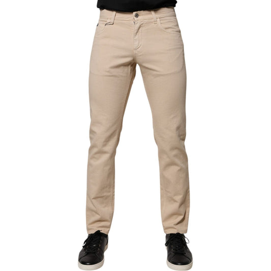 Dolce & Gabbana Beige Cotton Stretch Regular Men Denim Jeans PAN75919-46