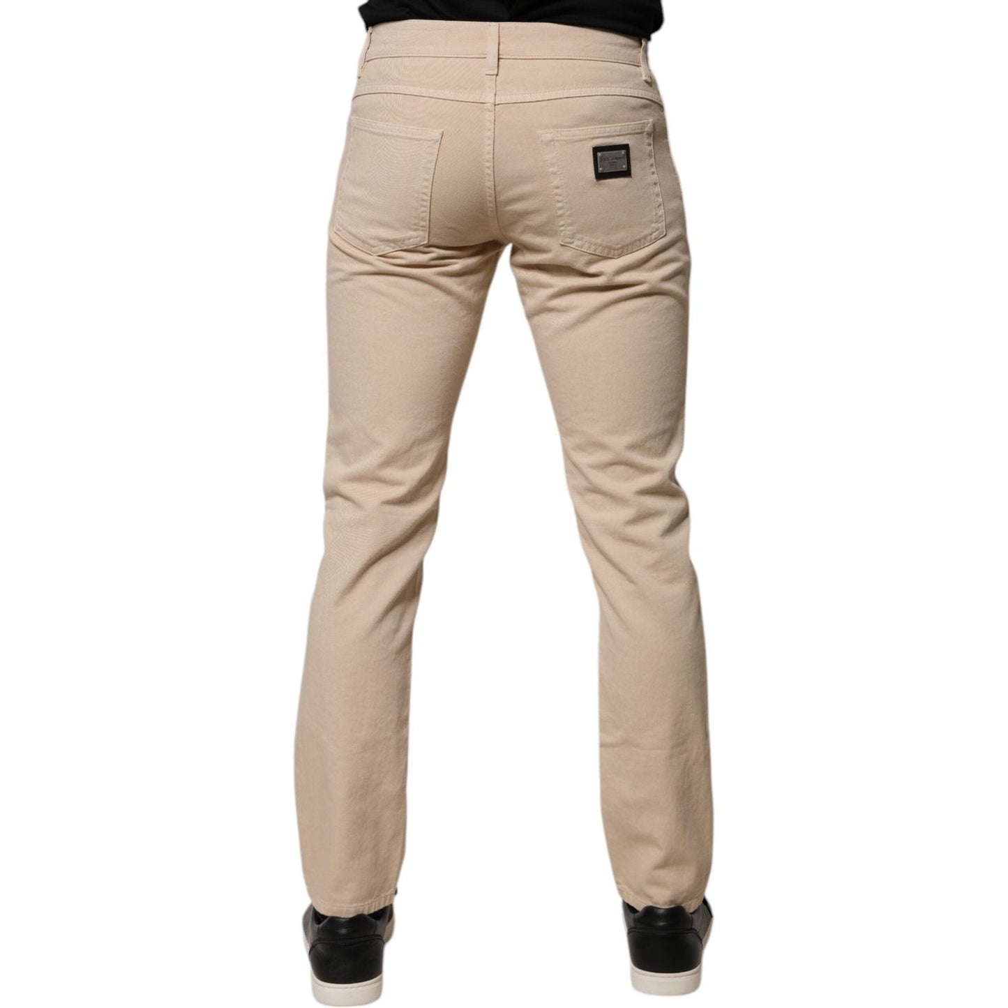 Dolce & Gabbana Beige Cotton Stretch Regular Men Denim Jeans PAN75919-46