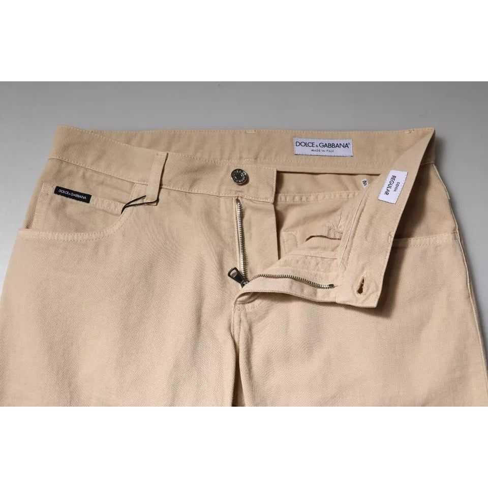 Dolce & Gabbana Beige Cotton Stretch Regular Men Denim Jeans PAN75919-46