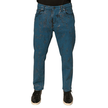 Dolce & Gabbana Blue Logo Cotton Stretch Skinny Denim Jeans