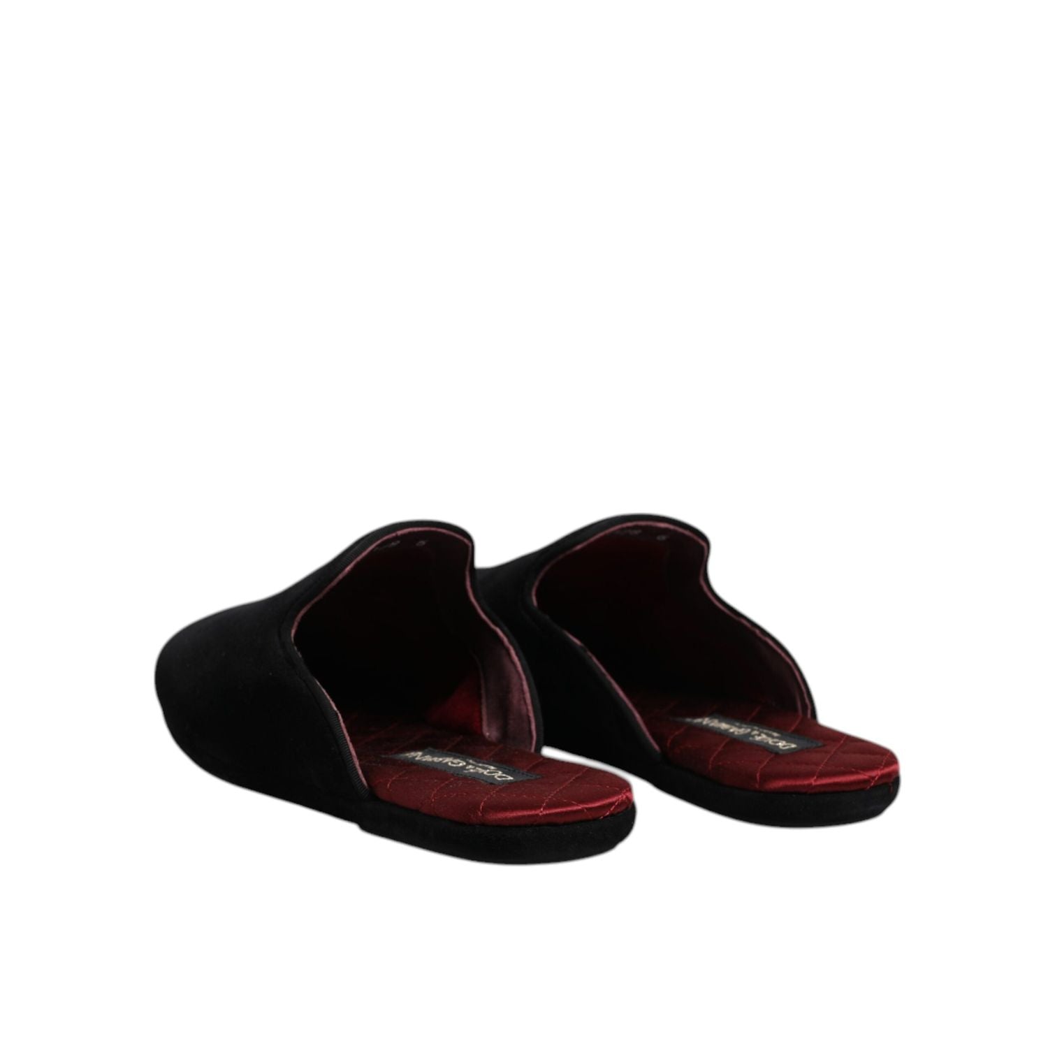 Dolce & Gabbana Black Viscose Velvet Slides Flat Slipper Shoes
