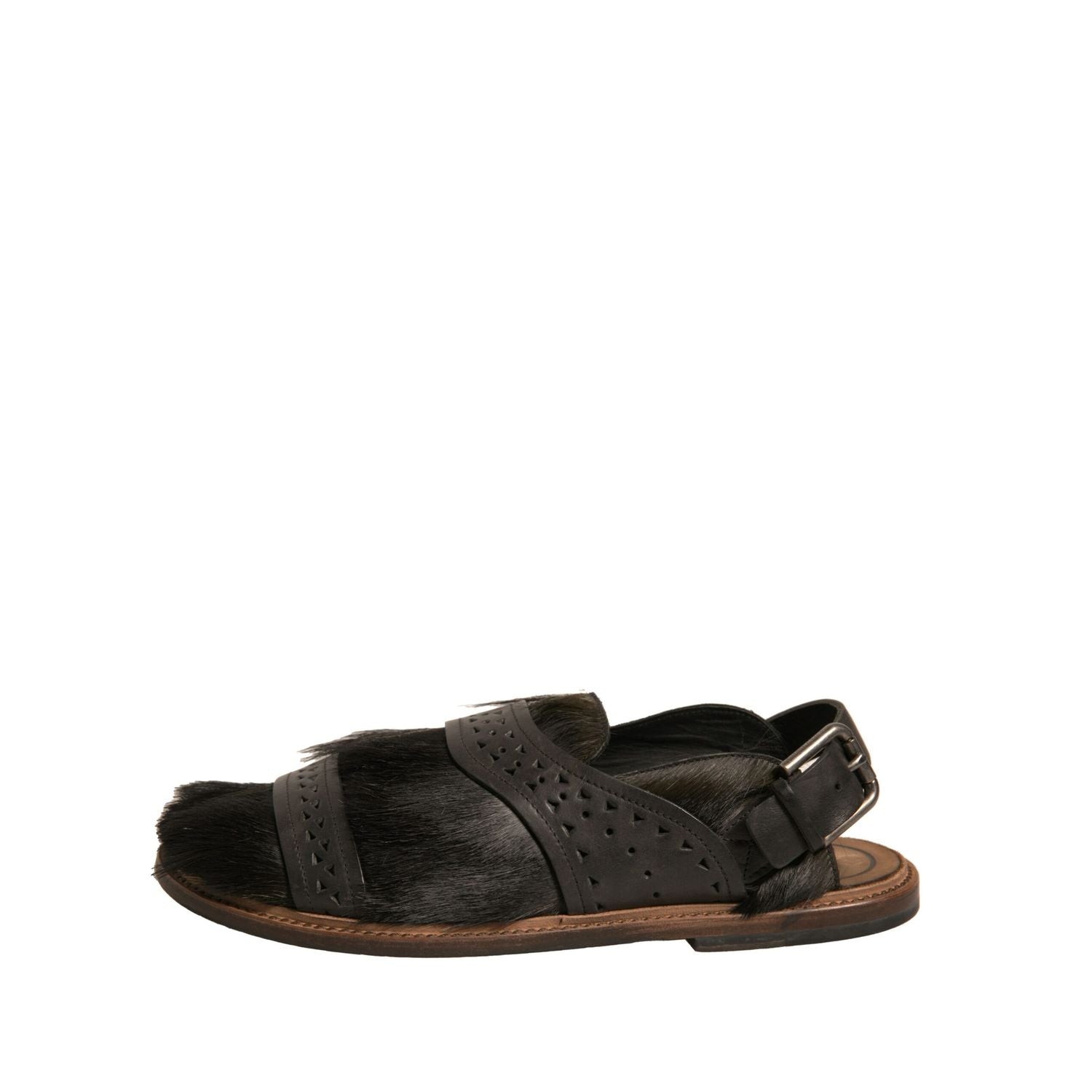 Dolce & Gabbana Green Gazelle Hair Leather Flats Sandals Shoes