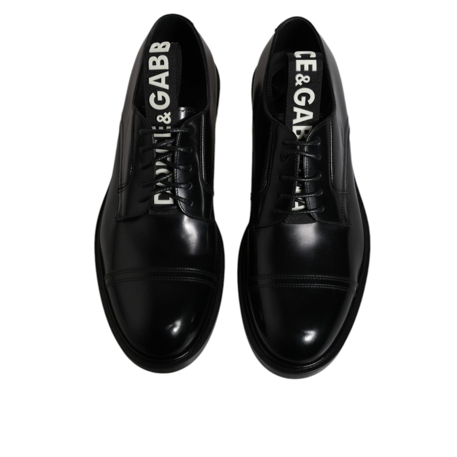 Dolce & Gabbana Black Patent Leather Derby Lace Up Formal Dress Shoes