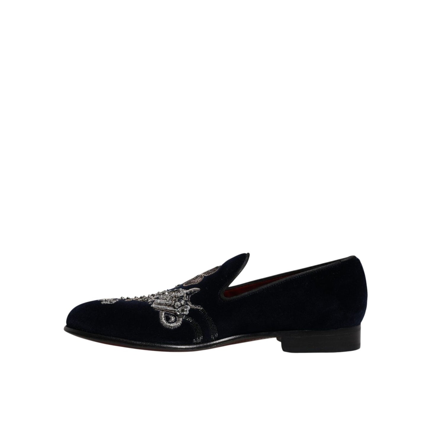 Dolce & Gabbana Black Velvet Floral Gun Loafers Dress Shoes