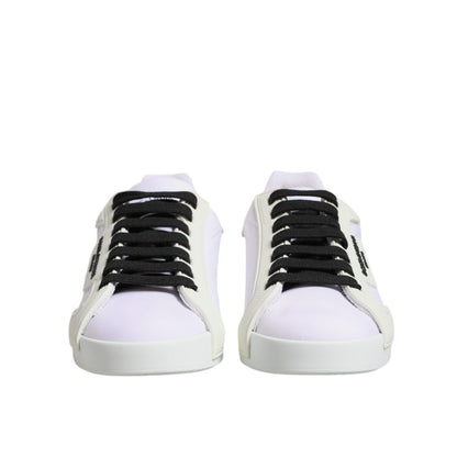 Dolce & Gabbana White Nylon Leather Low Top Sneakers Shoes