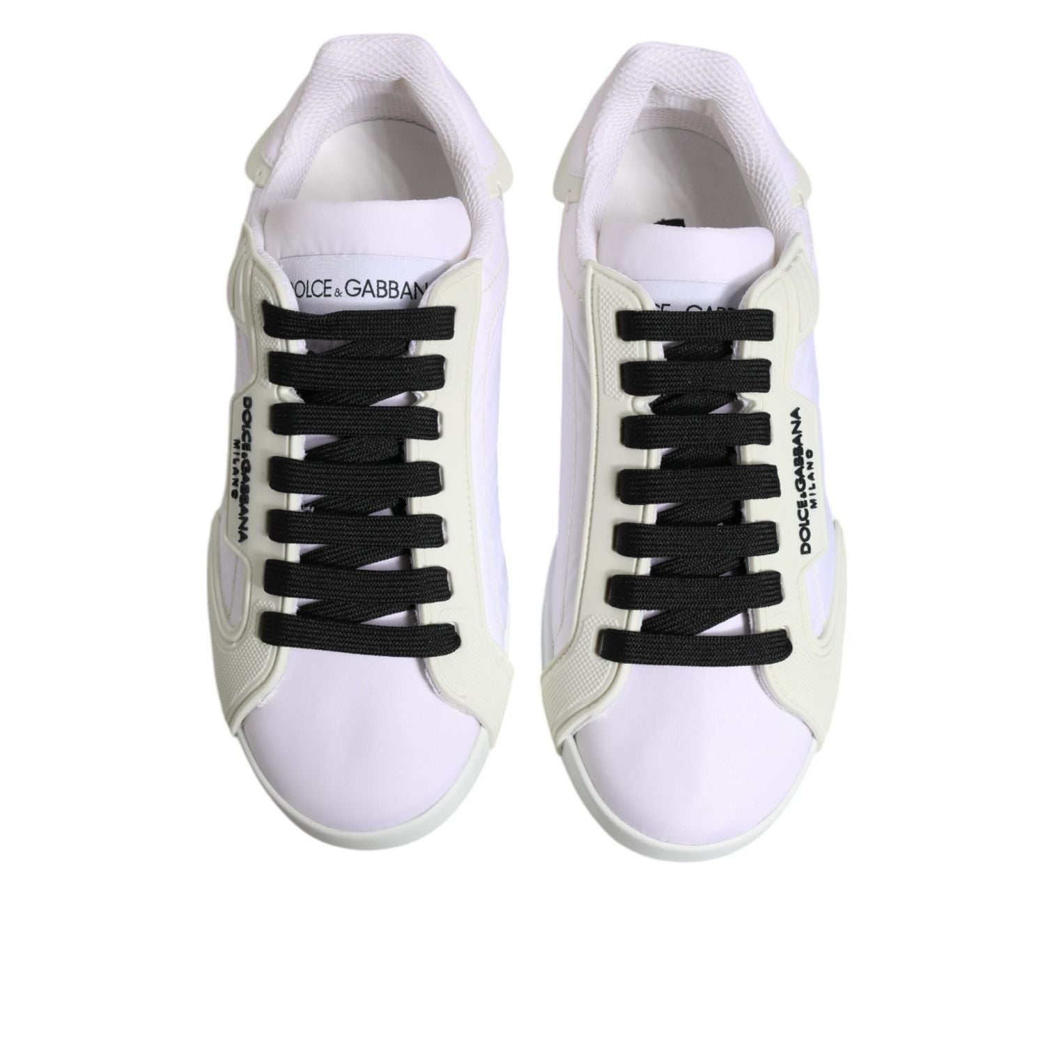 Dolce & Gabbana White Nylon Leather Low Top Sneakers Shoes