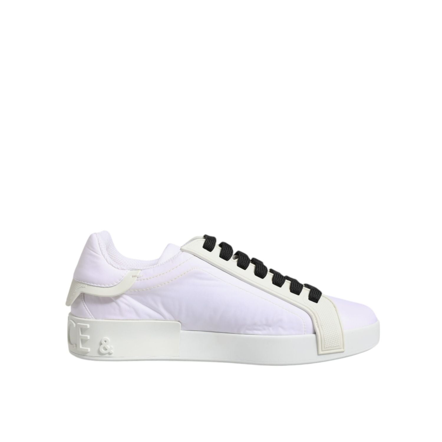 Dolce & Gabbana White Nylon Leather Low Top Sneakers Shoes