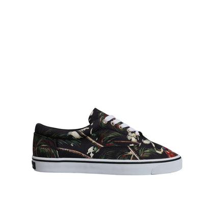 Dolce & Gabbana Black Tropical Print Low Top Sneakers Shoes