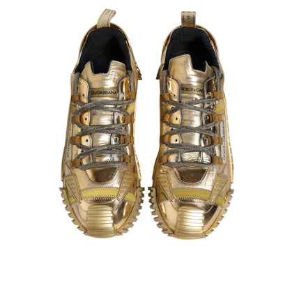 Dolce & Gabbana Gold Stretch Lace Up NS1 Sneakers Shoes
