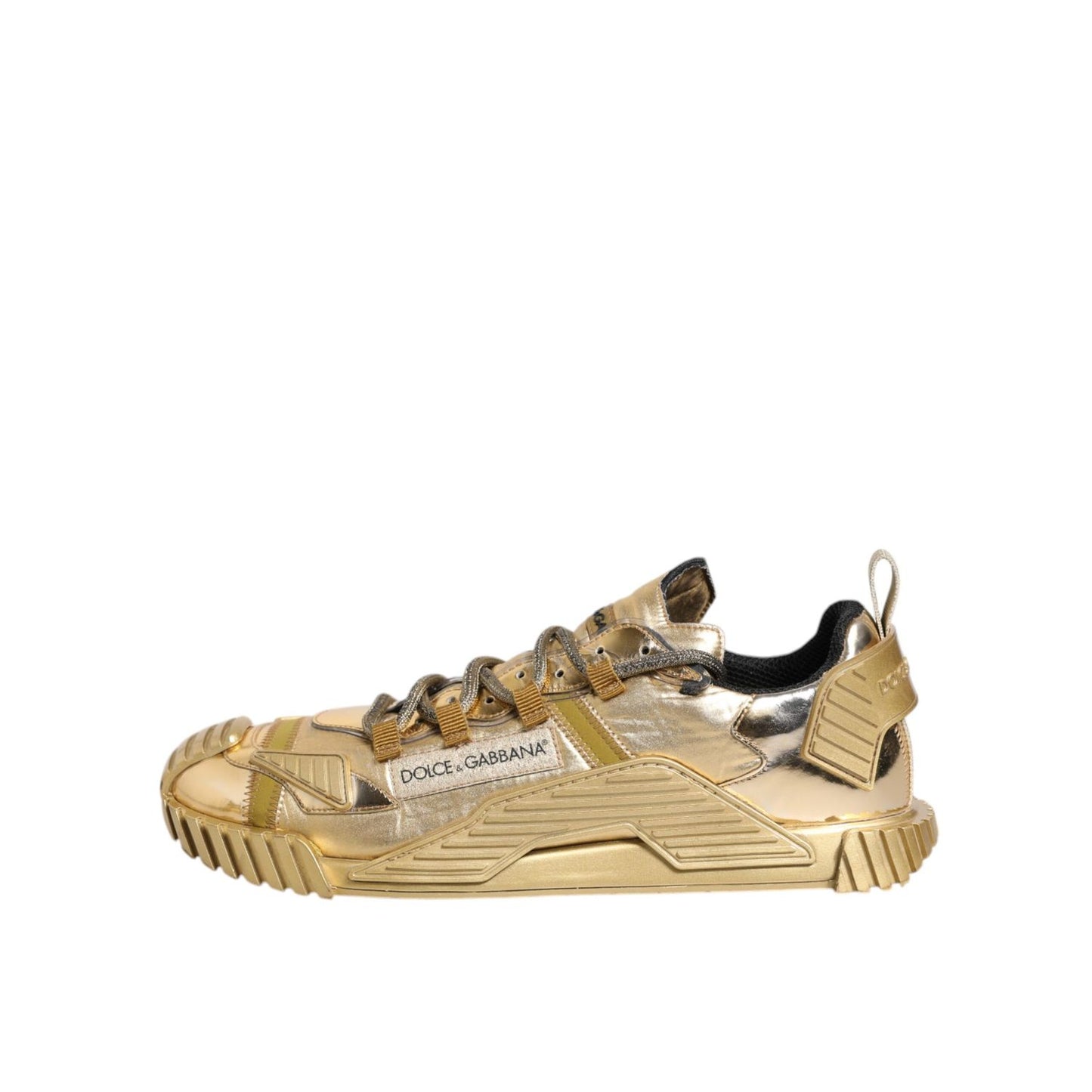 Dolce & Gabbana Gold Stretch Lace Up NS1 Sneakers Shoes