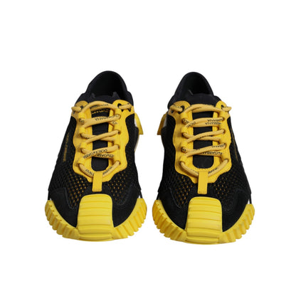 Dolce & Gabbana Black Yellow Low Top NS1 Sneakers Shoes