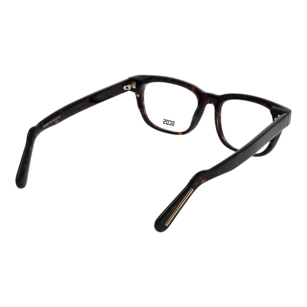 GCDS Brown Unisex Glasses Frame with acetate full-rim design, square style, and demo lenses. Size: 52-18-145.