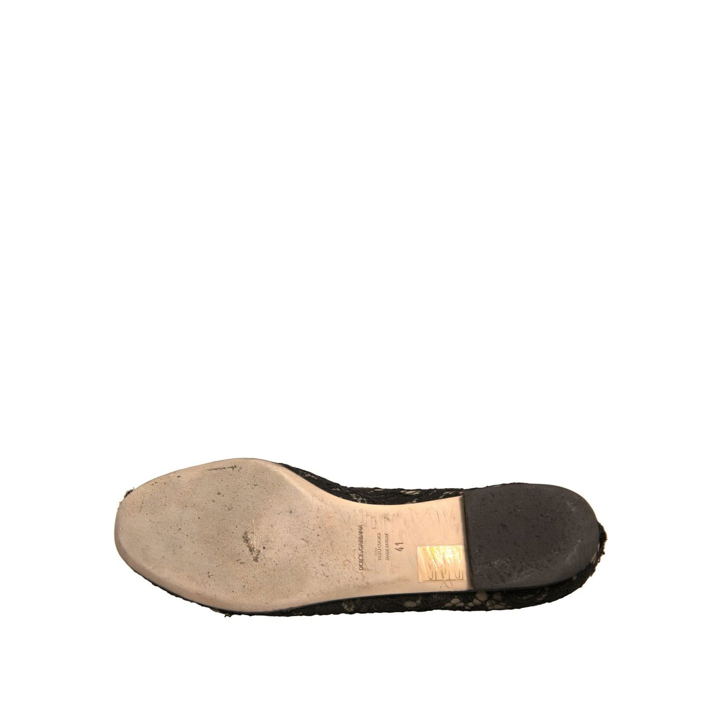 Dolce & Gabbana Black Taormina Lace Slip On Flats Shoes