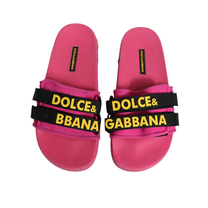Dolce & Gabbana Fuchsia Neoprene Slides Flats Beachwear Shoes