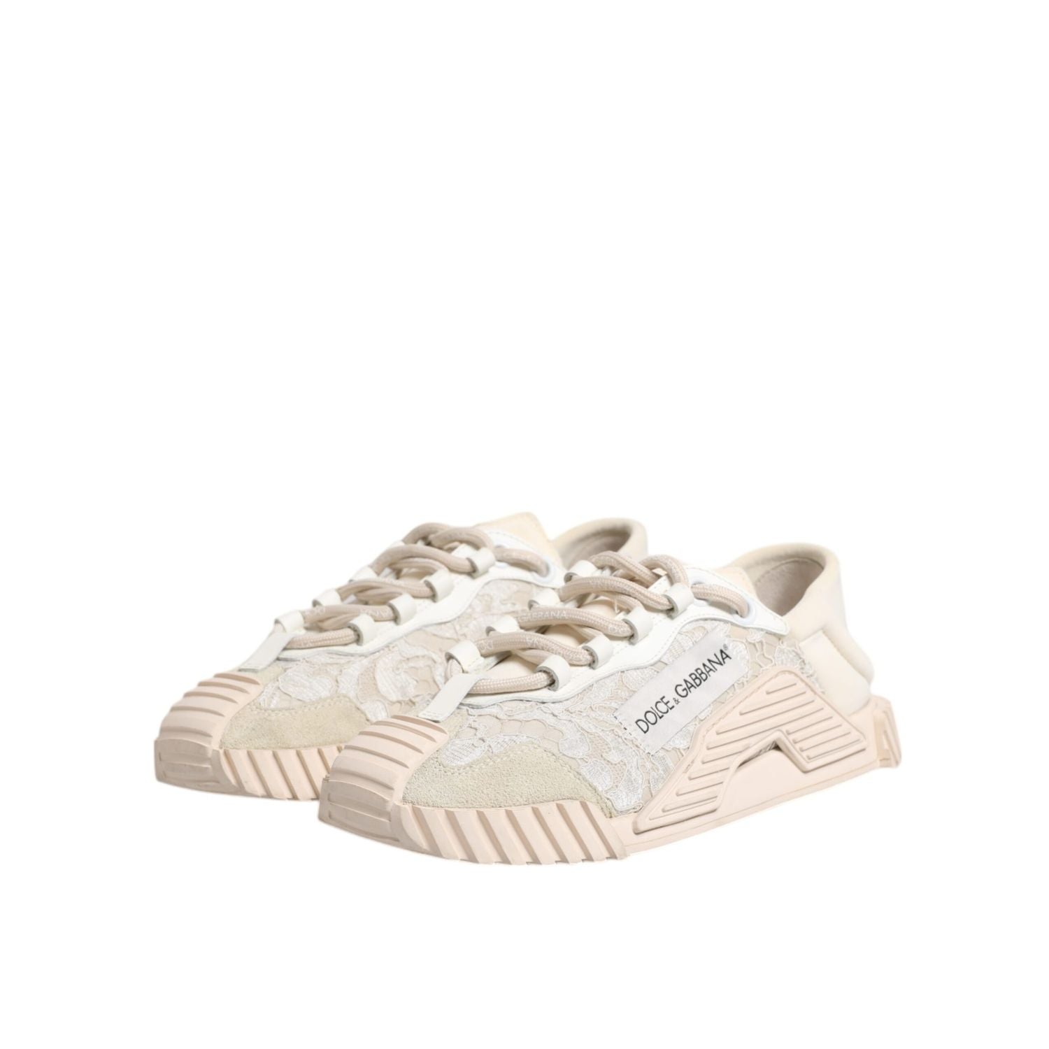 Dolce & Gabbana White Lace NS1 Low Top Sneaker Sports Shoes