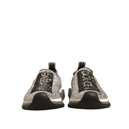 Dolce & Gabbana Silver Rhinestones Sorrento Sneakers Shoes