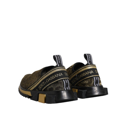 Dolce & Gabbana Gold Glitter Leopard Sorrento Sneakers Shoes