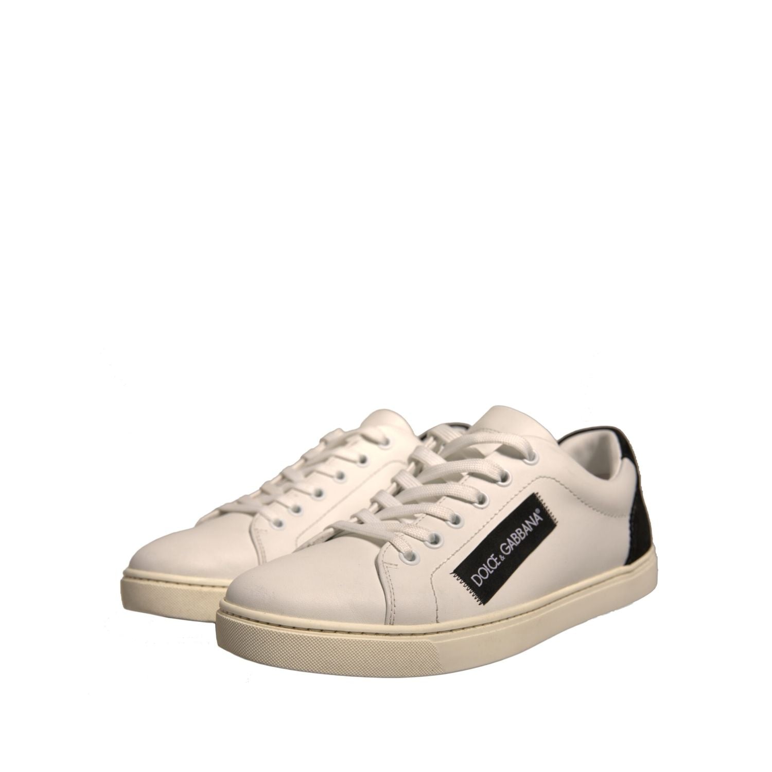 Dolce & Gabbana White Suede Leather Low Top Sneakers Shoes