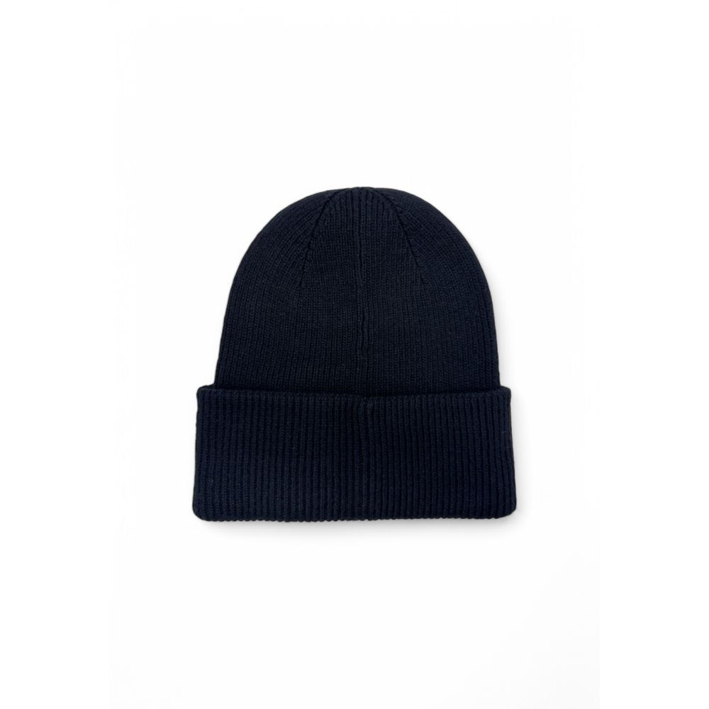 Calvin Klein Black Organic Cotton Cap (Baseball Hat) in ribbed design for winter comfort and style.