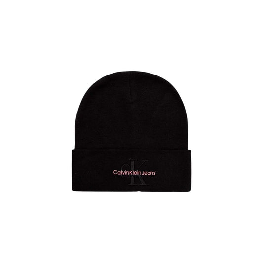 Calvin Klein Jeans Black Cotton Cap (Baseball Hat) - minimalist black beanie with embroidered logo, 100% cotton, stylish and versatile.